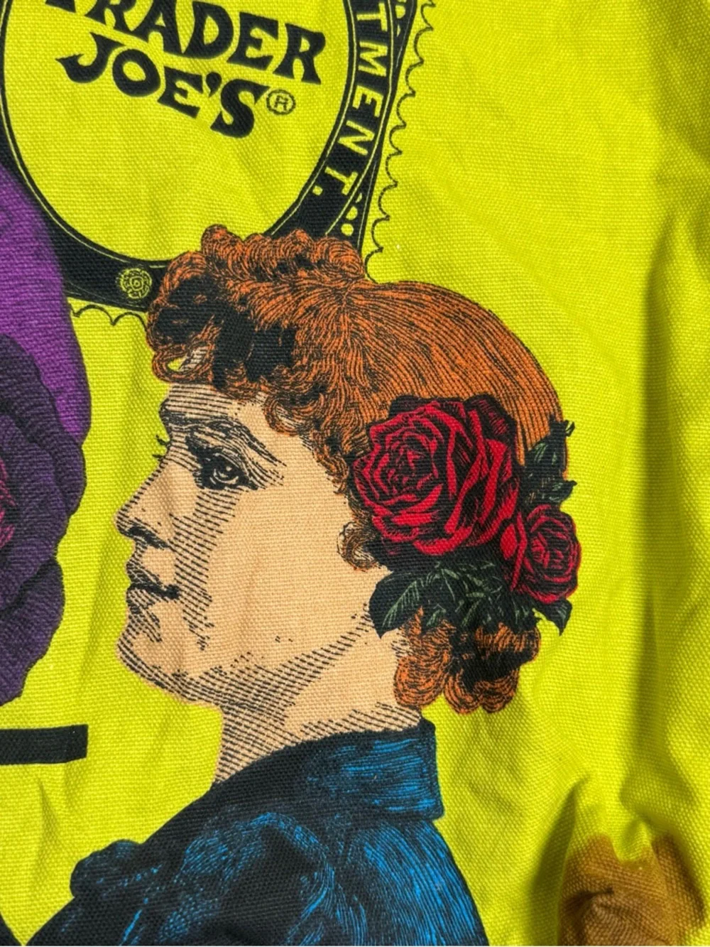 VTG Trader Joes Tote Fruit Lady By Special Appointment Reusable Canvas Bag - Picture 7 of 10